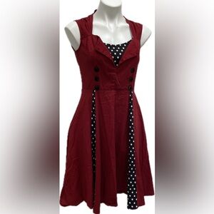 KILLREAL VINTAGE INSPIRED 1950s PINUP ROCKABILLY WHIMSIGOTH BLACK RED DRESS